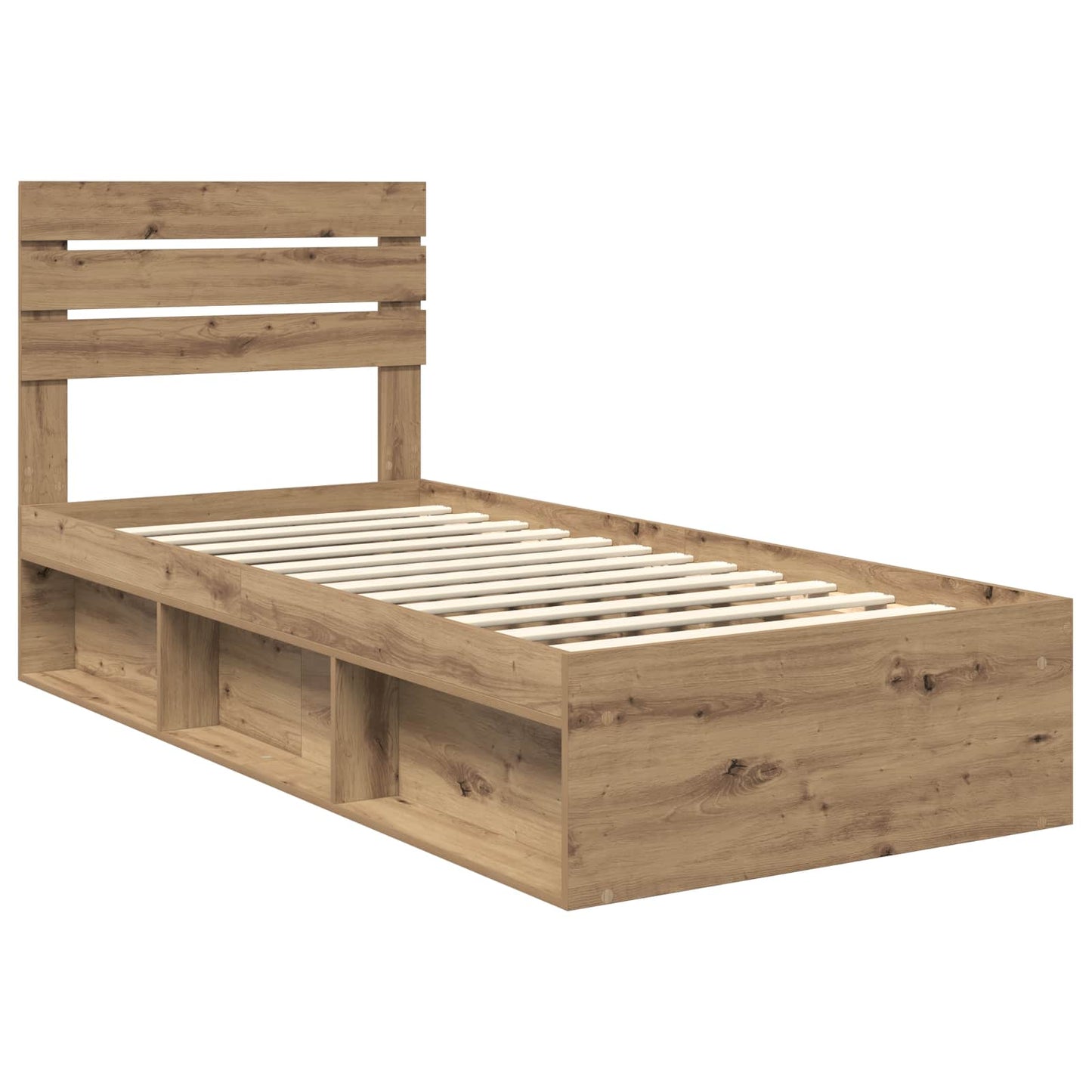 Bed Frame Artisian Oak 90 x 200 cm Solid Pine Wood