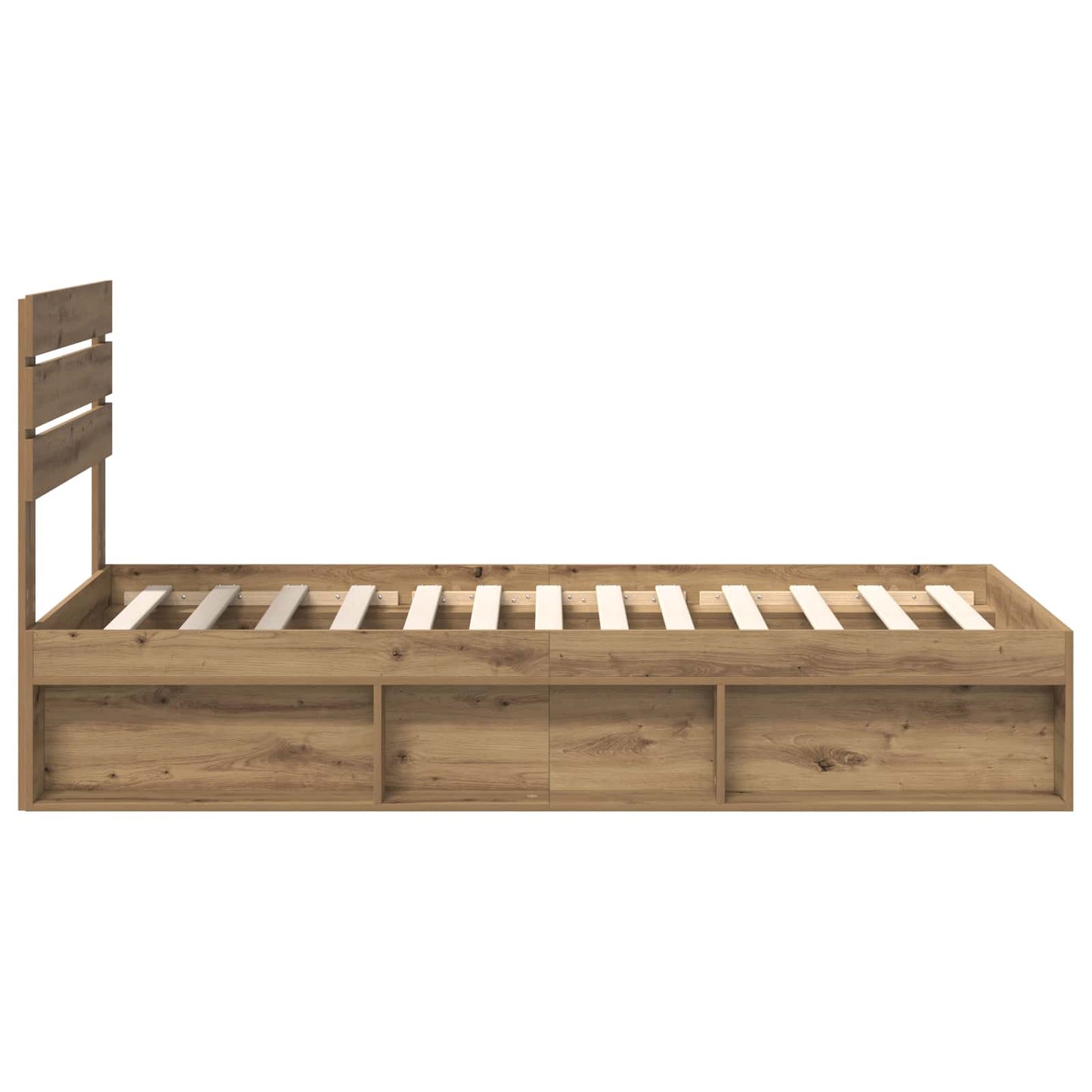 Bed Frame Artisian Oak 90 x 200 cm Solid Pine Wood
