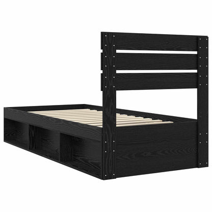 Bed Frame with Headboard Black 90 x 190 cm Solid Pine Wood