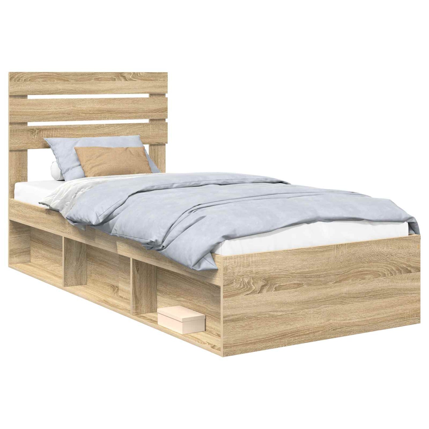 Bed Frame with Headboard Sonoma 90 x 190 cm Solid Pine Wood