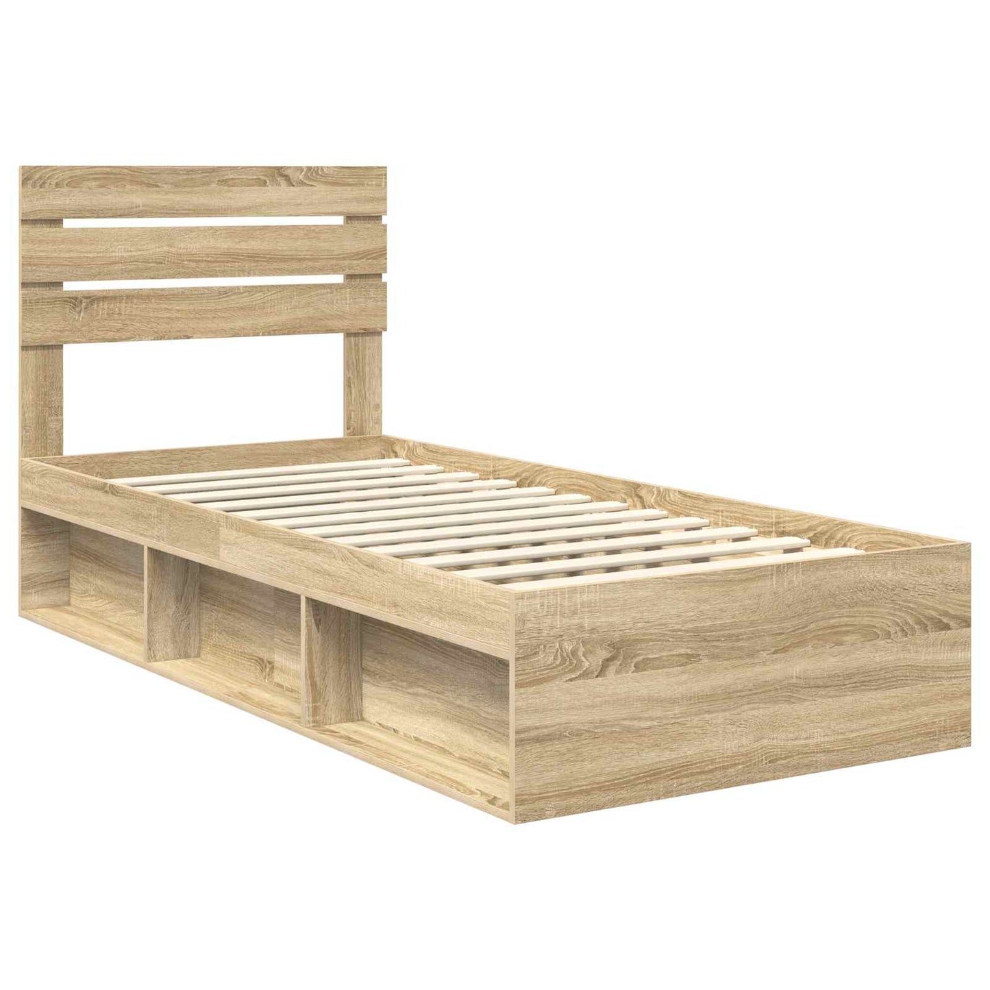 Bed Frame with Headboard Sonoma 90 x 190 cm Solid Pine Wood