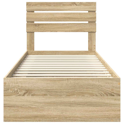 Bed Frame with Headboard Sonoma 90 x 190 cm Solid Pine Wood