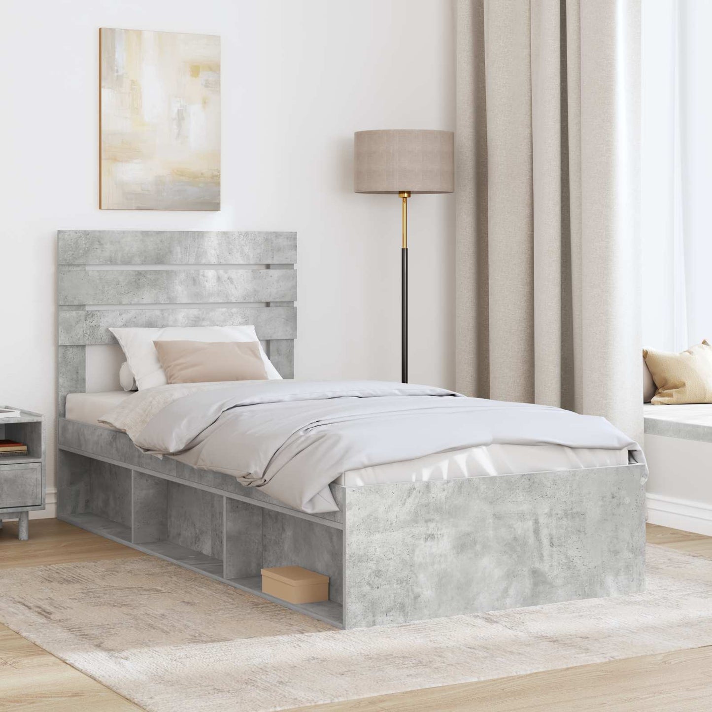Bed Frame Concerte Grey 90 x 190 cm Solid Pine Wood