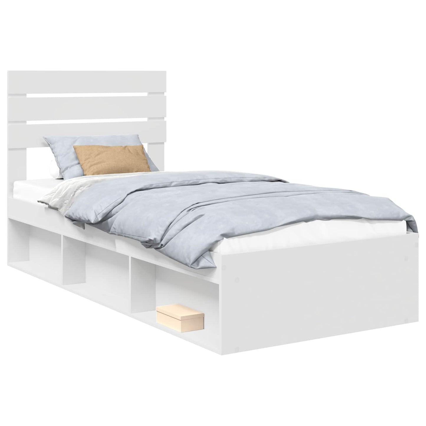 Bed Frame with Headboard White 75 x 190 cm Solid Pine Wood