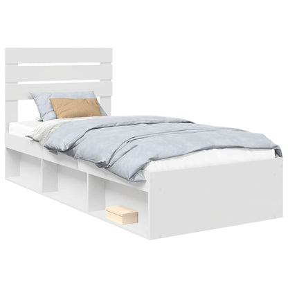 Bed Frame with Headboard White 75 x 190 cm Solid Pine Wood