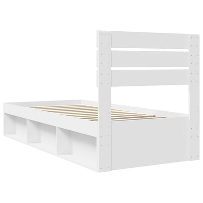 Bed Frame with Headboard White 75 x 190 cm Solid Pine Wood