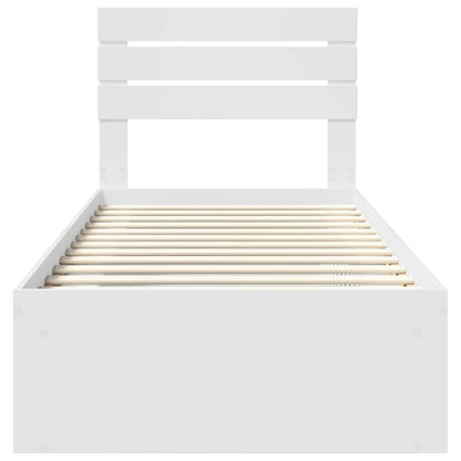 Bed Frame with Headboard White 75 x 190 cm Solid Pine Wood