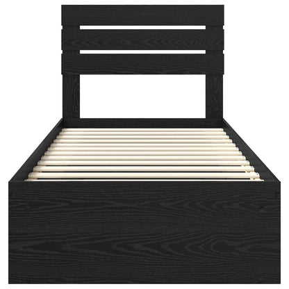 Bed Frame with Headboard Black 75 x 190 cm Solid Pine Wood