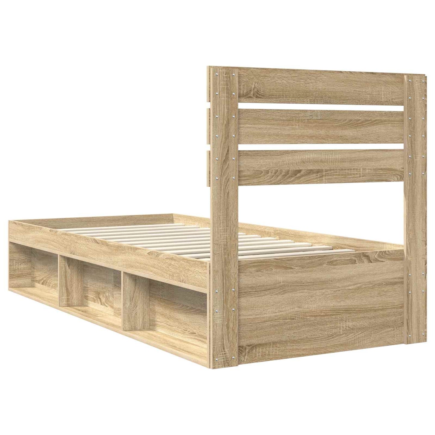 Bed Frame with Headboard Sonoma Oak 75 x 190 cm Solid Pine Wood