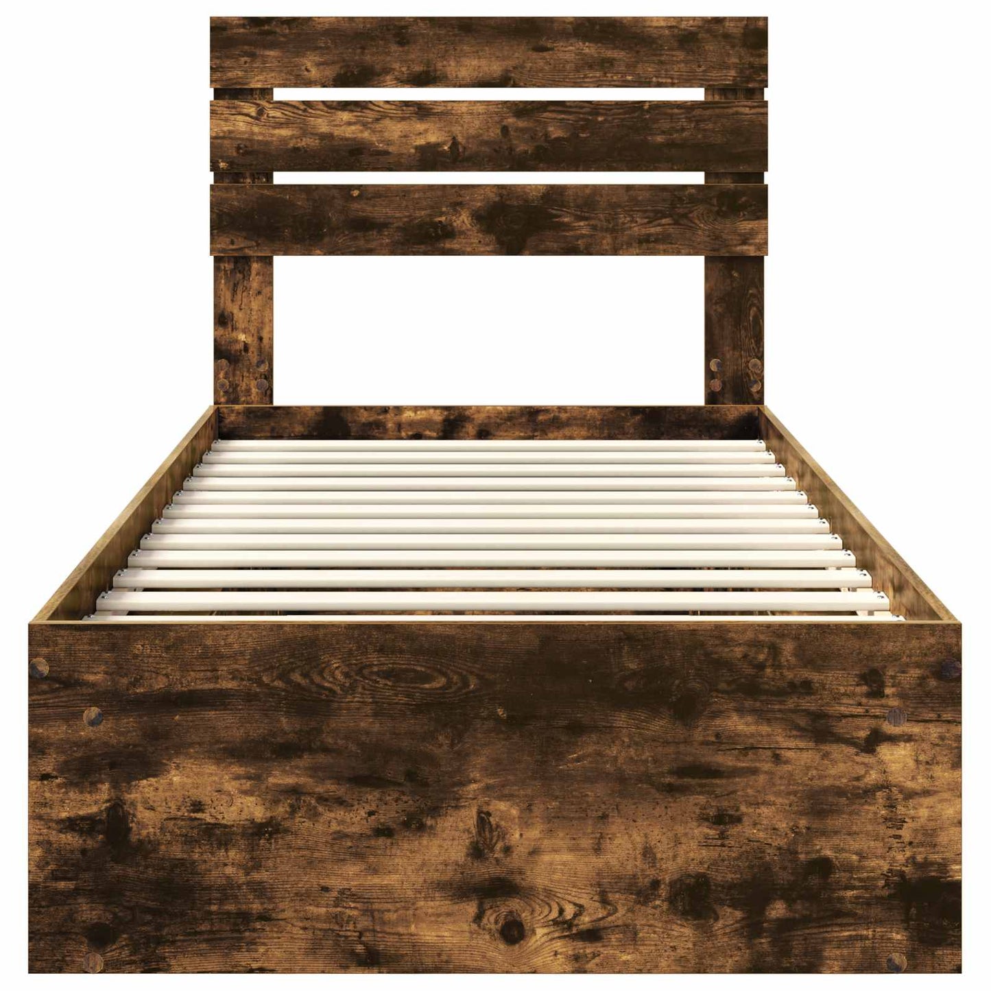Bed Frame with Headboard Smoked Oak 75 x 190 cm Solid Pine Wood