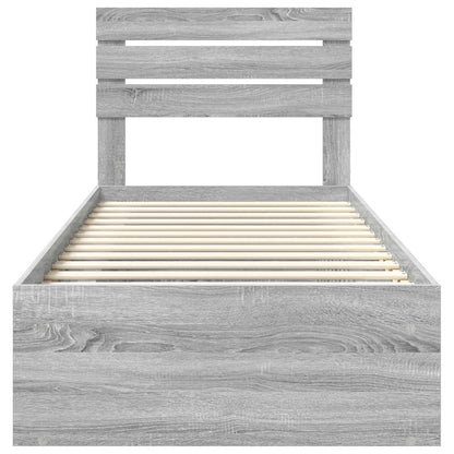 Bed Frame Grey Sonoma 75 x 190 cm Solid Pine Wood