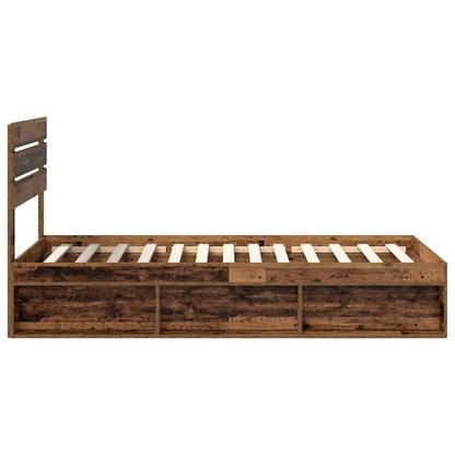 Bed Frame with Headboard Old Wood 75 x 190 cm Solid Pine Wood