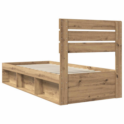 Bed Frame Artisian Oak 75 x 190 cm Solid Pine Wood