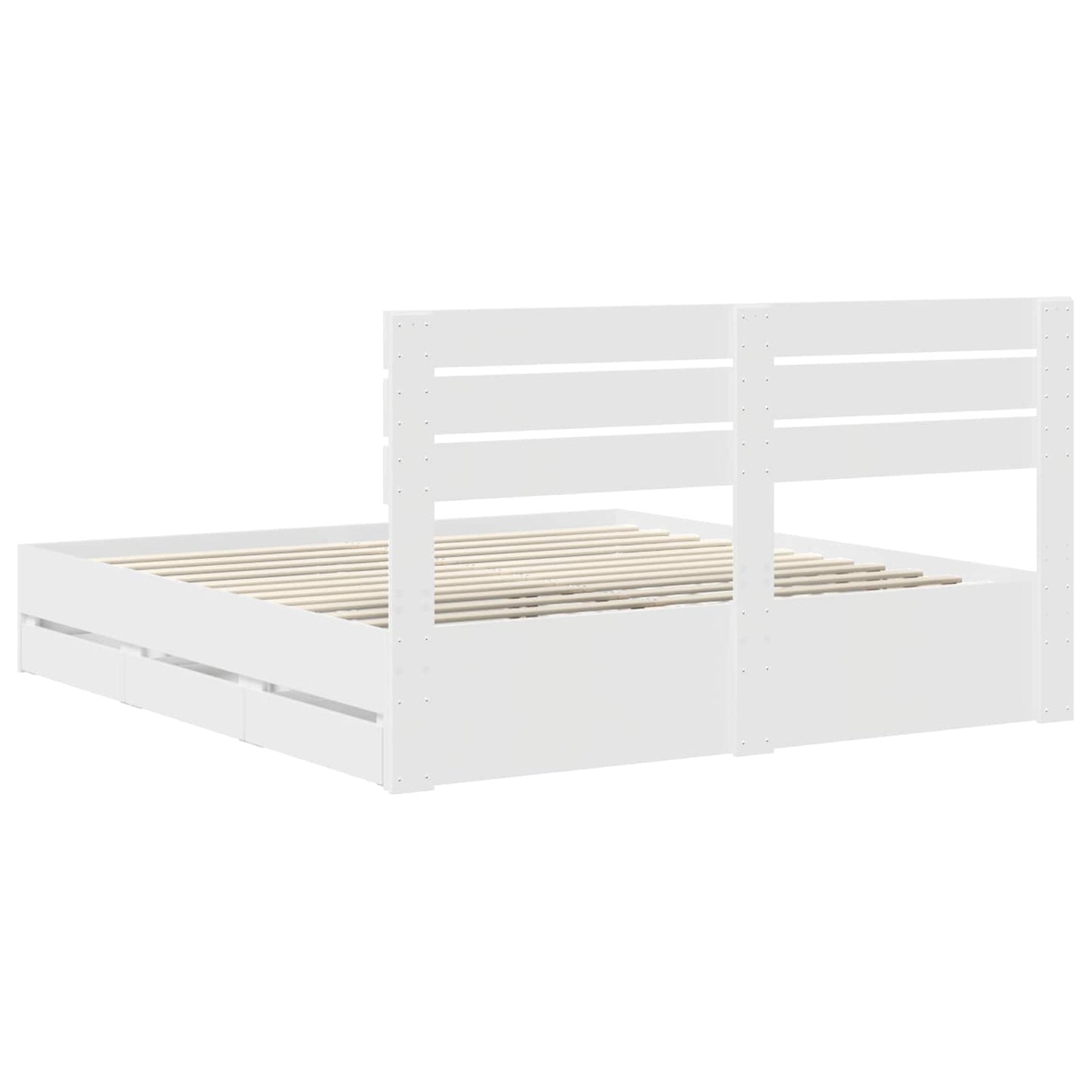 Bed Frame with Drawer White 200 x 200 cm Engineer Wood