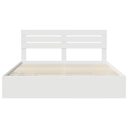 Bed Frame with Drawer White 200 x 200 cm Engineer Wood