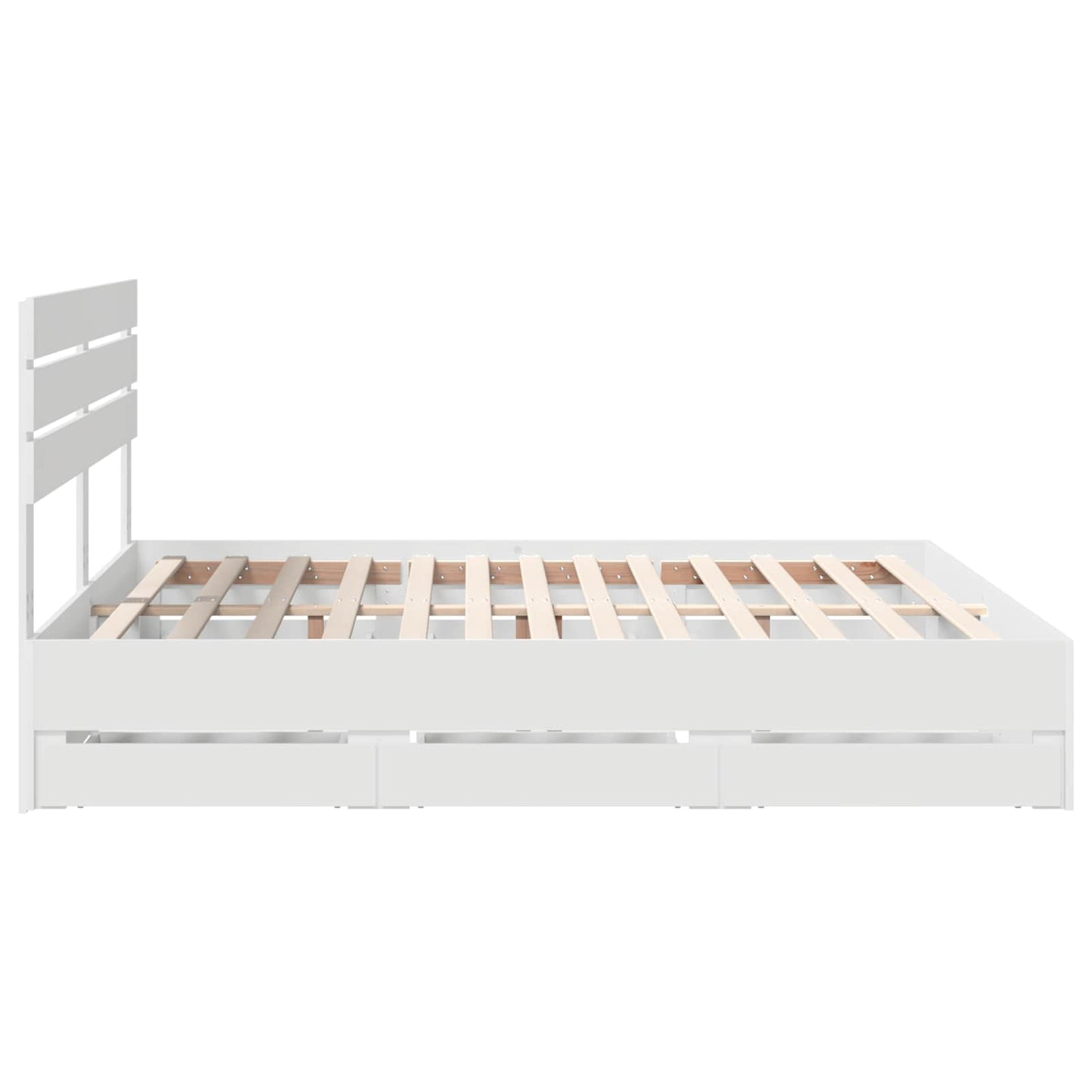 Bed Frame with Drawer White 200 x 200 cm Engineer Wood