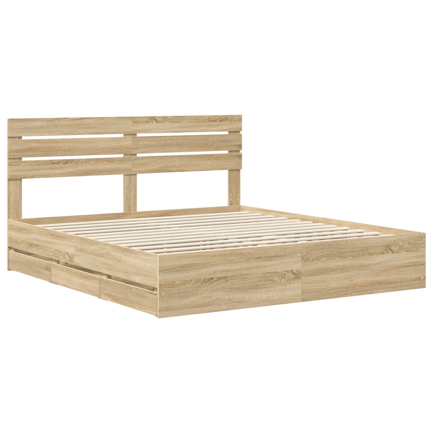 Bed Frame with Drawer Sonoma Oak 200 x 200 cm Engineer Wood