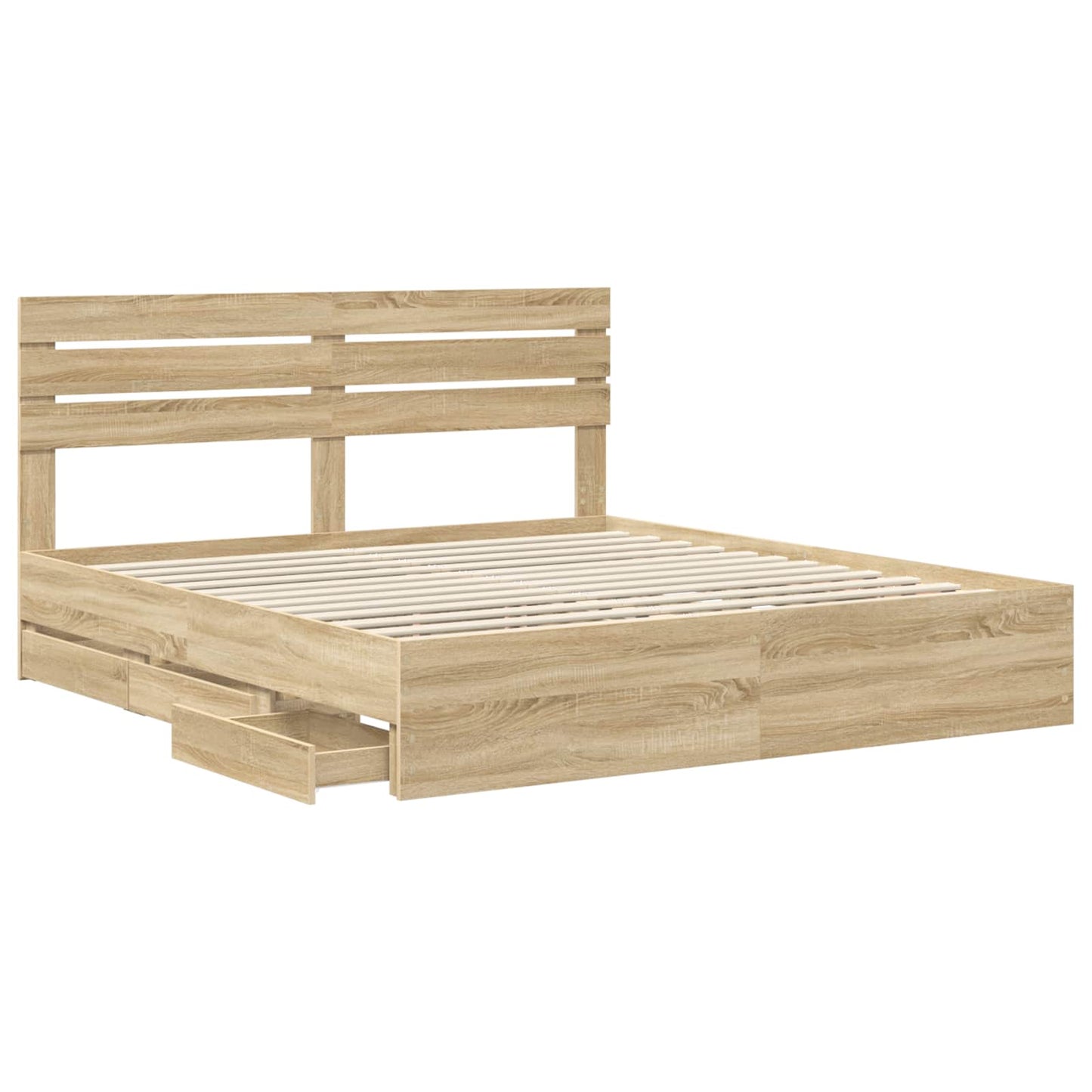 Bed Frame with Drawer Sonoma Oak 200 x 200 cm Engineer Wood