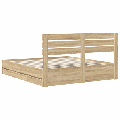 Bed Frame with Drawer Sonoma Oak 200 x 200 cm Engineer Wood