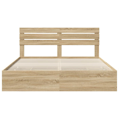 Bed Frame with Drawer Sonoma Oak 200 x 200 cm Engineer Wood