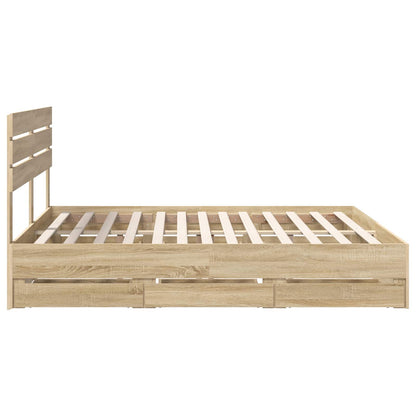 Bed Frame with Drawer Sonoma Oak 200 x 200 cm Engineer Wood