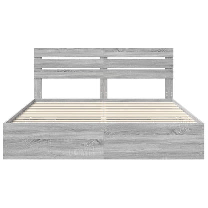 Bed Frame with Drawer Grey Sonoma 200 x 200 cm Engineer Wood