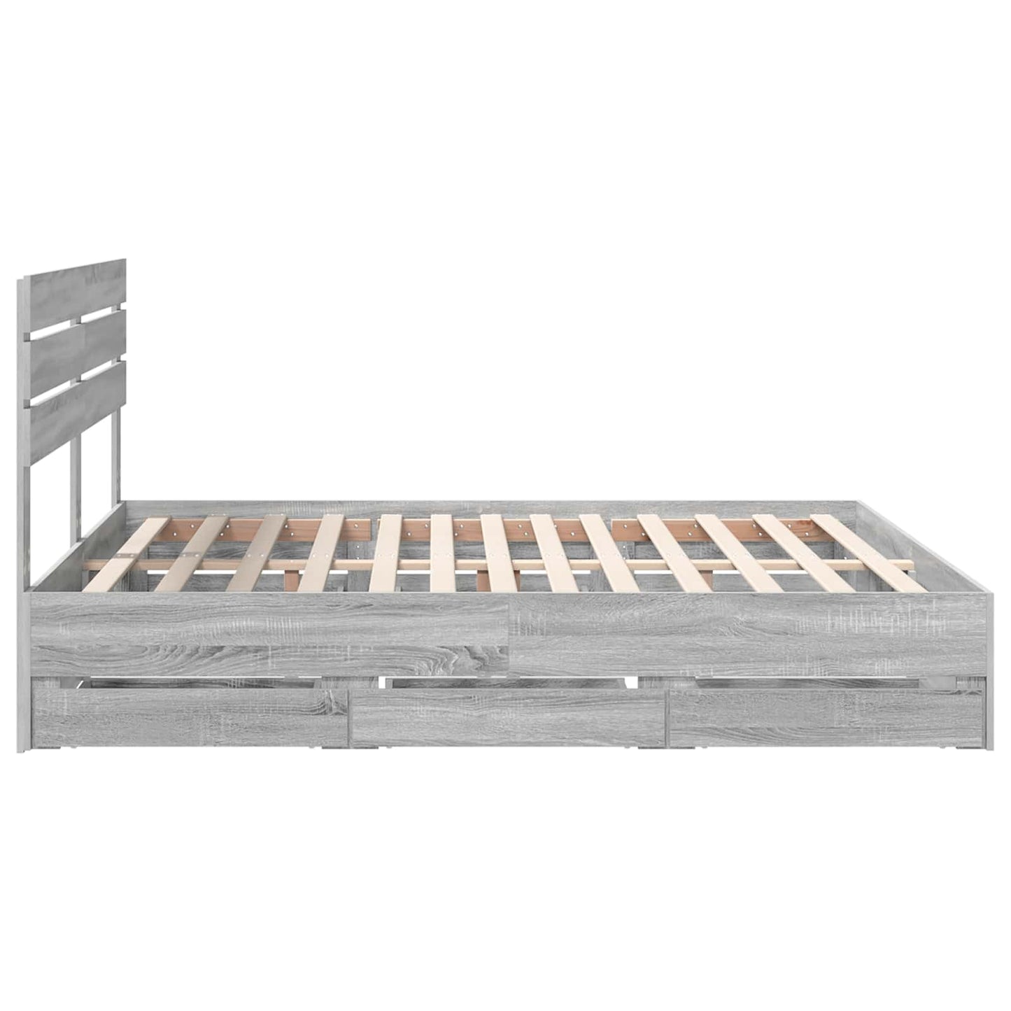 Bed Frame with Drawer Grey Sonoma 200 x 200 cm Engineer Wood