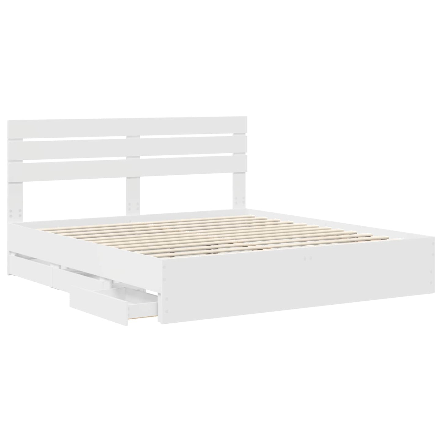 Bed Frame with Drawer White 180 x 200 cm Engineer Wood