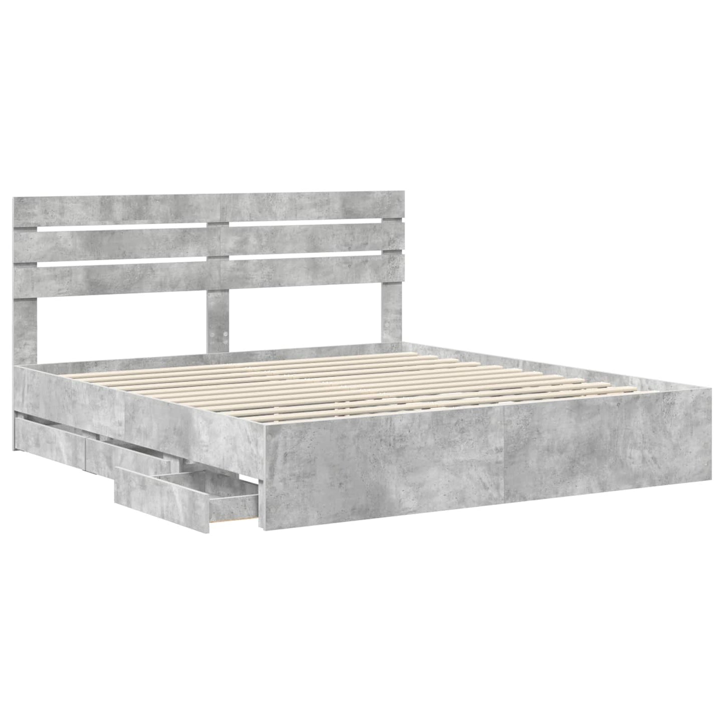 Bed Frame with Drawer Concrete Grey 180 x 200 cm Engineer Wood