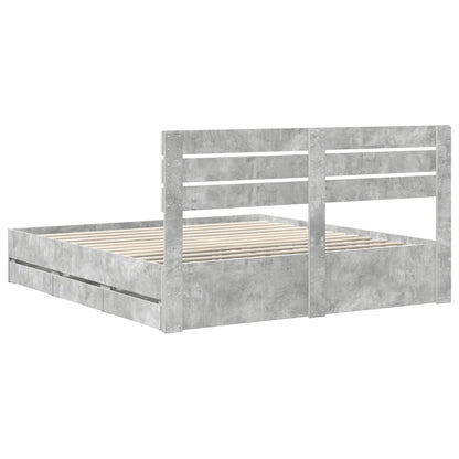 Bed Frame with Drawer Concrete Grey 180 x 200 cm Engineer Wood