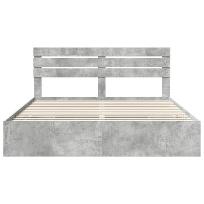 Bed Frame with Drawer Concrete Grey 180 x 200 cm Engineer Wood