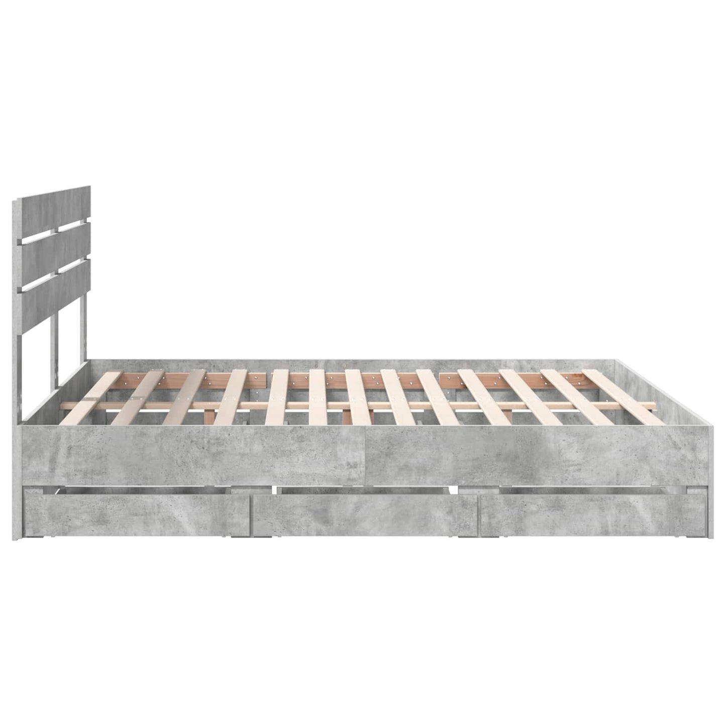 Bed Frame with Drawer Concrete Grey 180 x 200 cm Engineer Wood