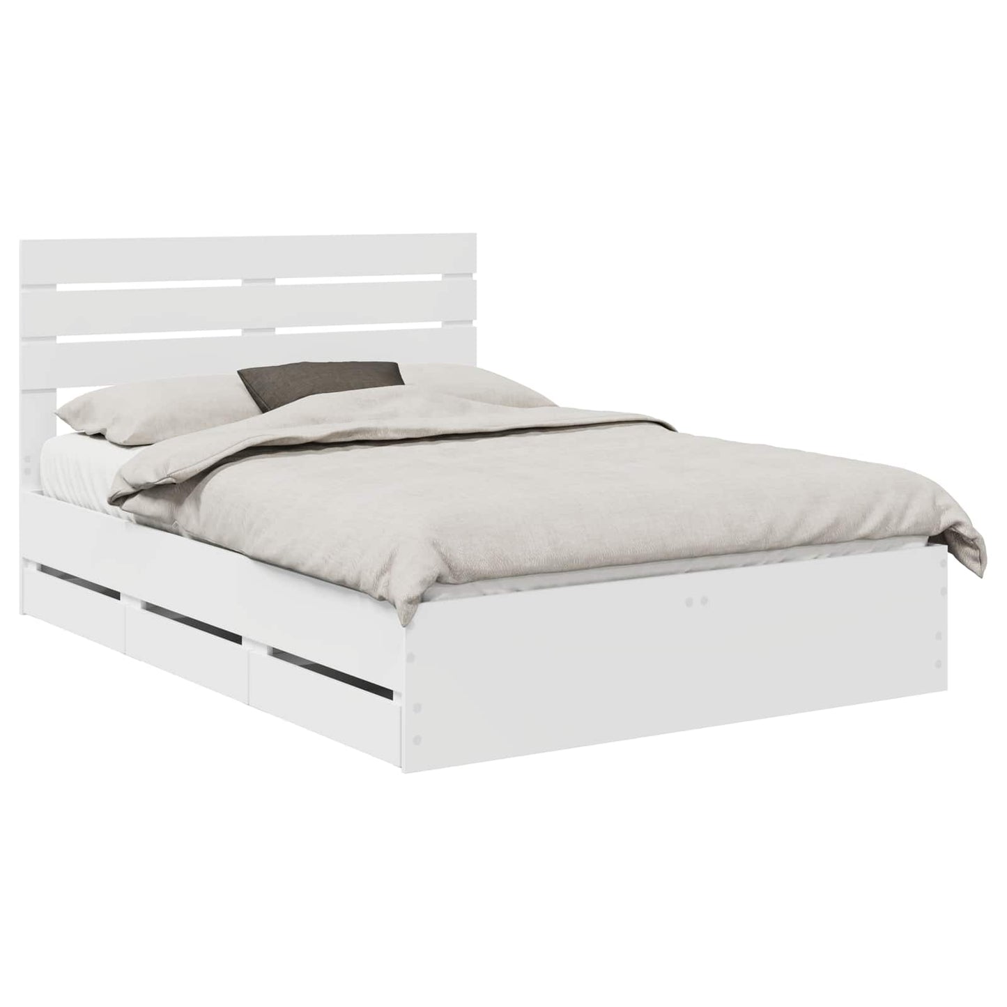 Bed Frame with Drawer White 160 x 200 cm Engineer Wood