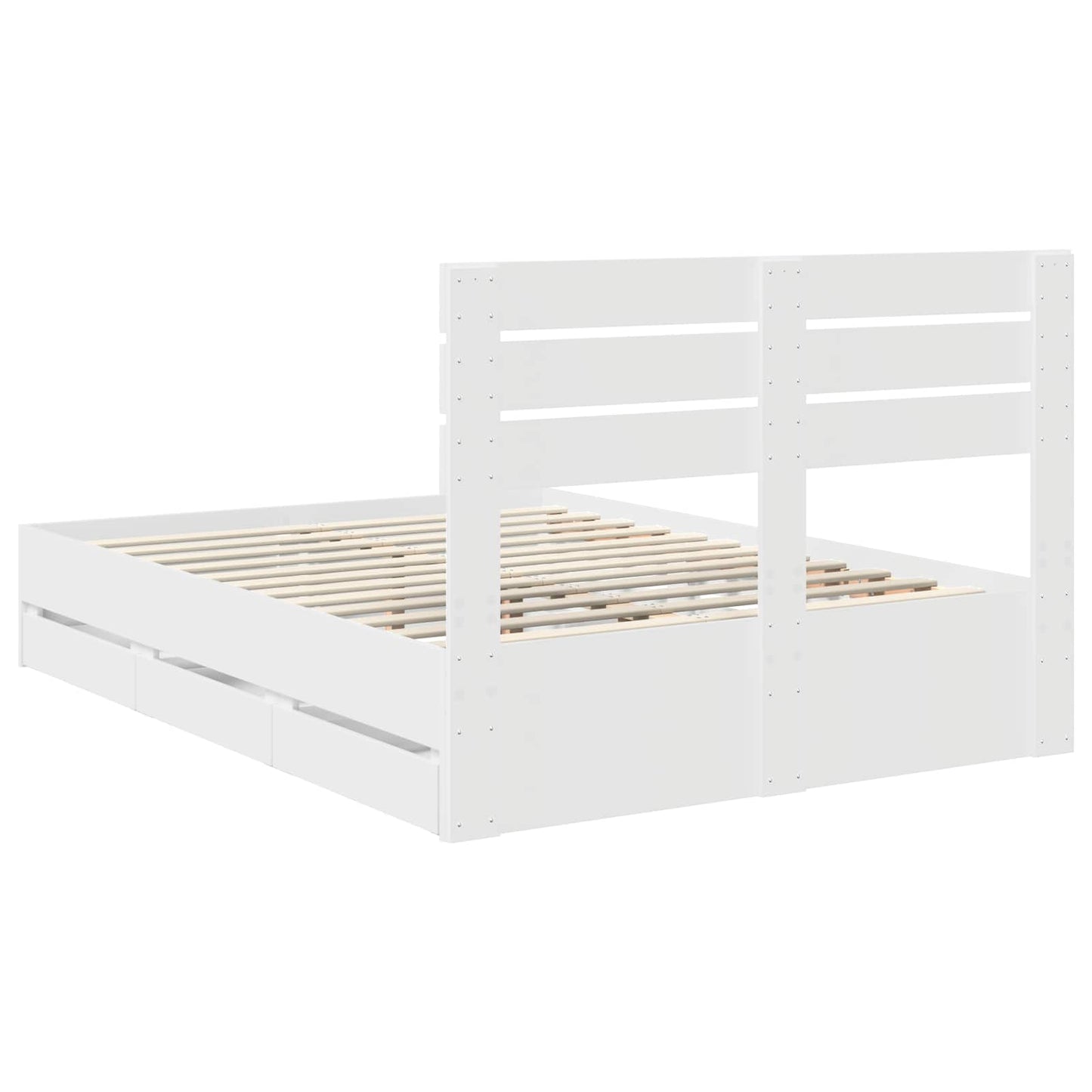 Bed Frame with Drawer White 160 x 200 cm Engineer Wood