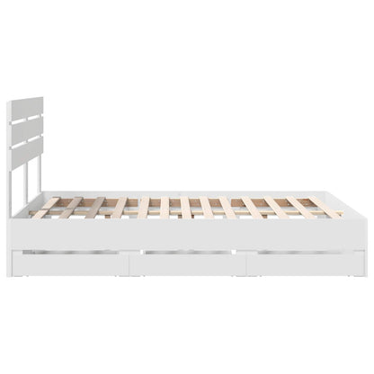 Bed Frame with Drawer White 160 x 200 cm Engineer Wood