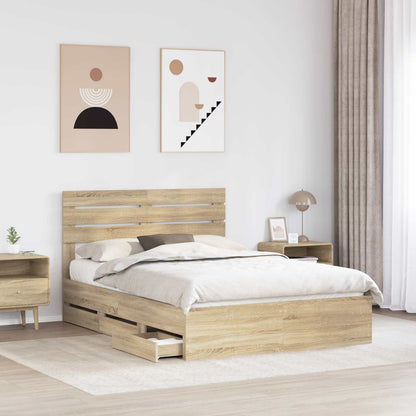 Bed Frame with Drawer Sonoma Oak 160 x 200 cm Engineer Wood