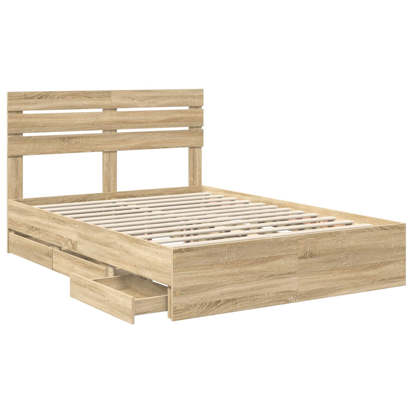 Bed Frame with Drawer Sonoma Oak 160 x 200 cm Engineer Wood