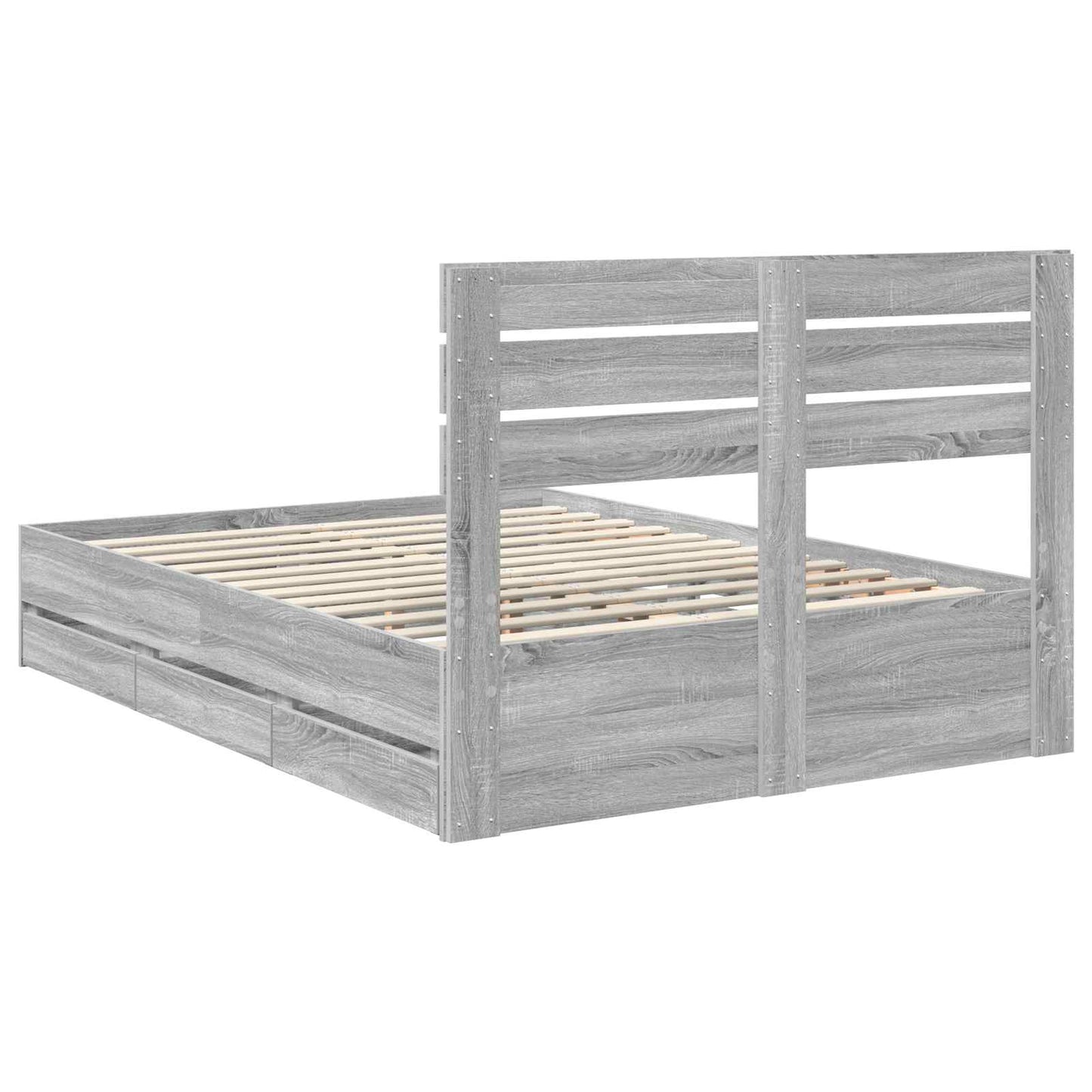 Bed Frame with Drawer Grey Sonoma 160 x 200 cm Engineer Wood