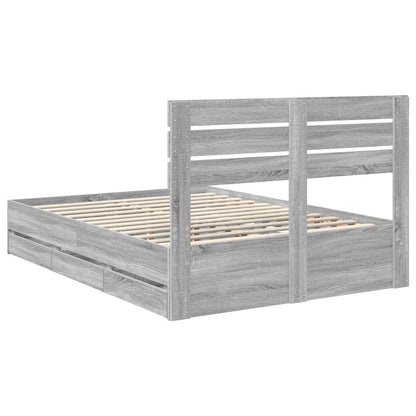 Bed Frame with Drawer Grey Sonoma 160 x 200 cm Engineer Wood