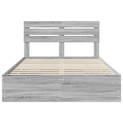 Bed Frame with Drawer Grey Sonoma 160 x 200 cm Engineer Wood