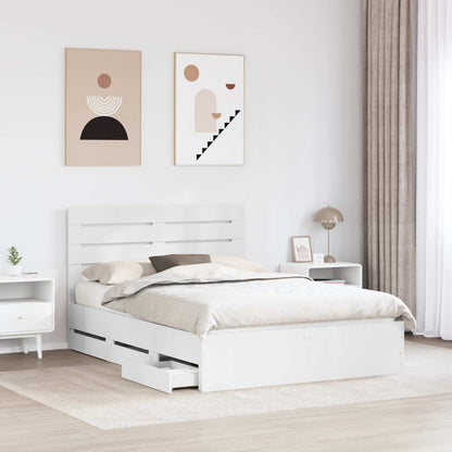 Bed Frame with Drawer White 150 x 200 cm Engineer Wood