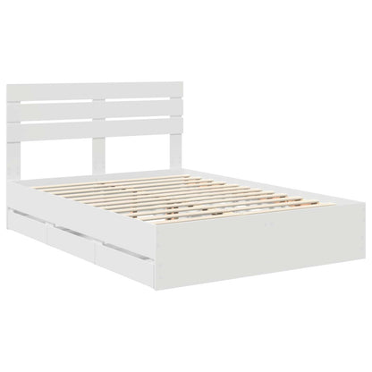 Bed Frame with Drawer White 150 x 200 cm Engineer Wood