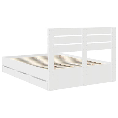 Bed Frame with Drawer White 150 x 200 cm Engineer Wood