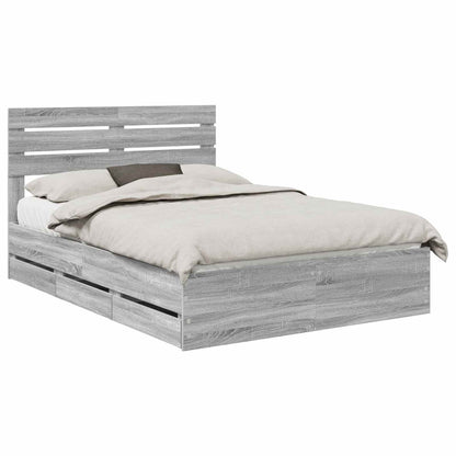 Bed Frame with Drawer Grey Sonoma 150 x 200 cm Engineer Wood