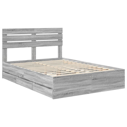 Bed Frame with Drawer Grey Sonoma 150 x 200 cm Engineer Wood