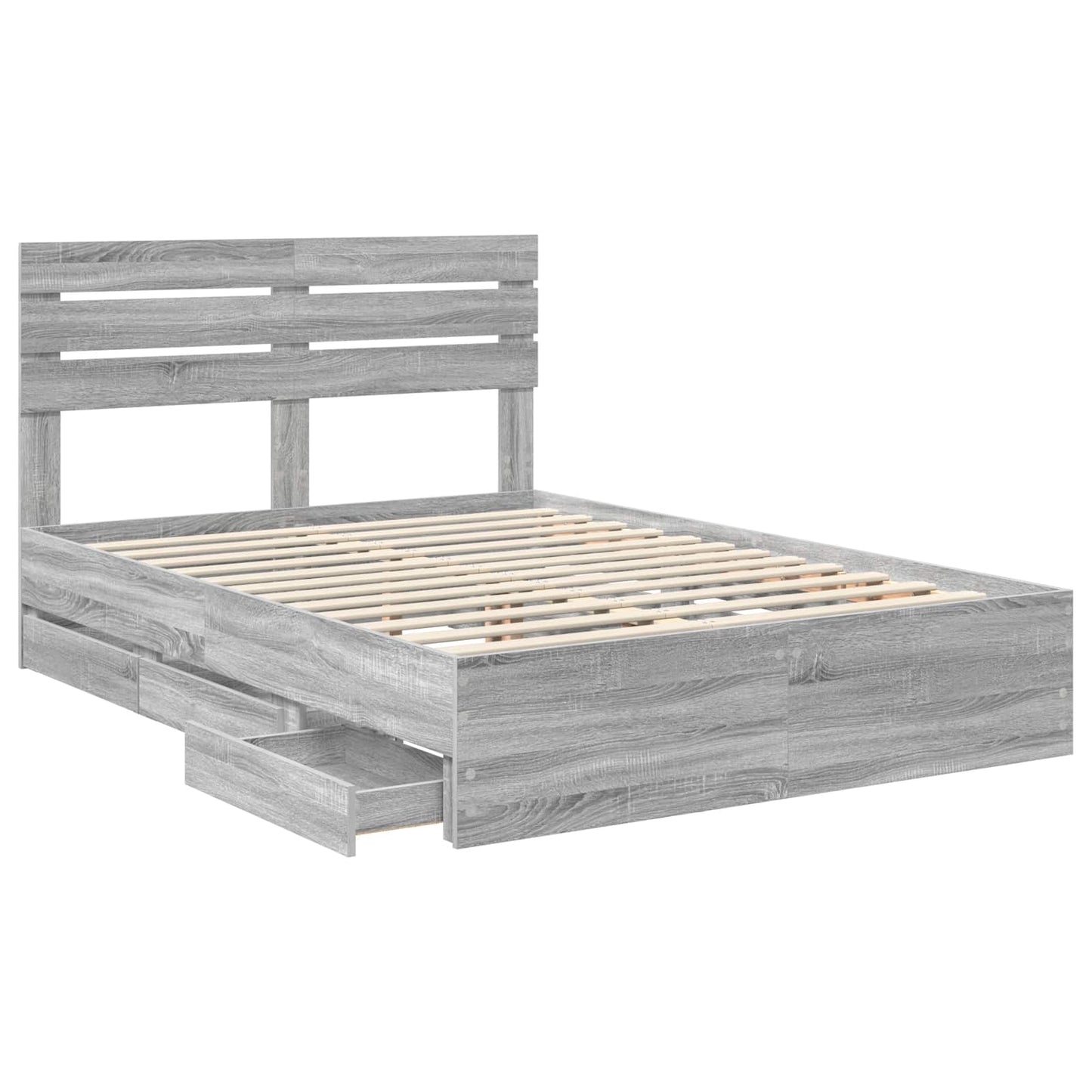 Bed Frame with Drawer Grey Sonoma 150 x 200 cm Engineer Wood