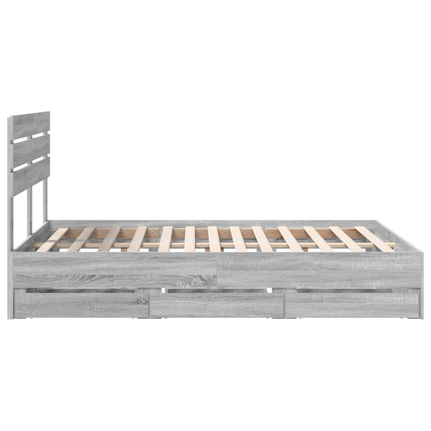 Bed Frame with Drawer Grey Sonoma 150 x 200 cm Engineer Wood