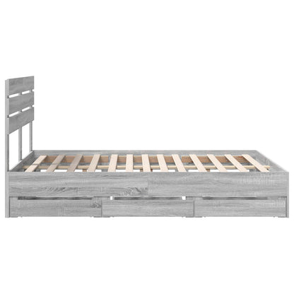 Bed Frame with Drawer Grey Sonoma 150 x 200 cm Engineer Wood