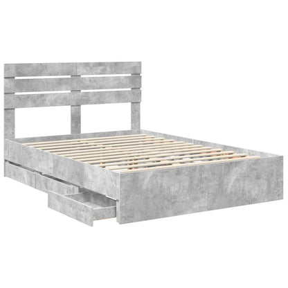 Bed Frame with Drawer Concrete Grey 140 x 200 cm Engineer Wood