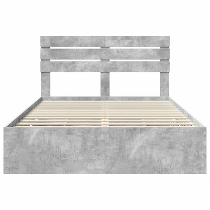 Bed Frame with Drawer Concrete Grey 140 x 200 cm Engineer Wood
